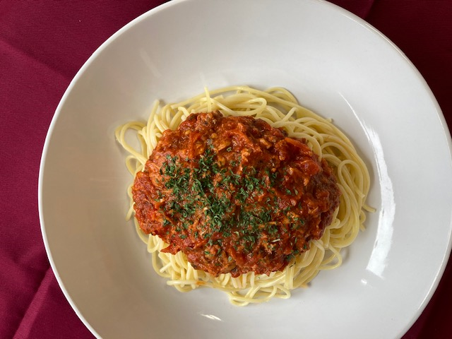 鯖とトマトのスパゲティの画像