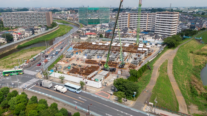 新庁舎建設工事6月進捗状況　全景