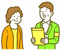 イメージ画像：調査についての説明と調査書類の配布イラスト