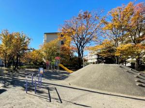 写真：館第1児童公園の遊具等（健康遊具・山）