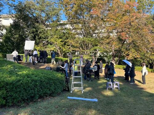 ↑館近隣公園での撮影風景（2）