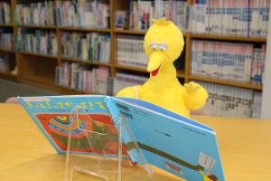 真夜中の図書館でお気に入りの本を読むガーガ