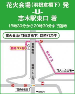 花火会場　シャトルバス乗降場