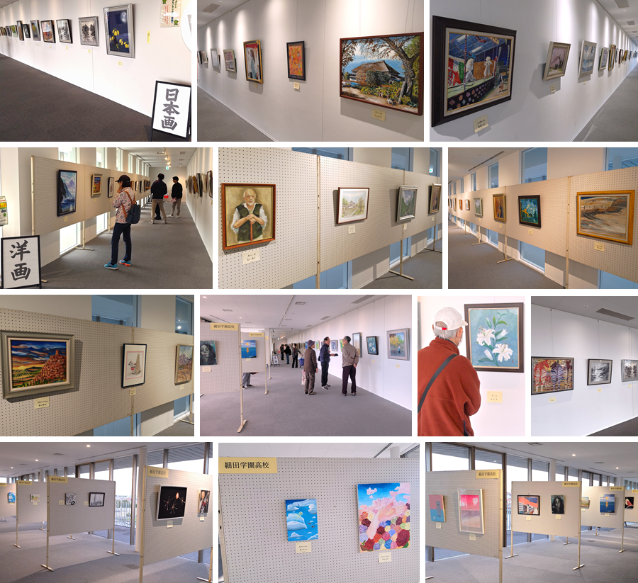 市展（日本画、洋画、高校生作品）の様子