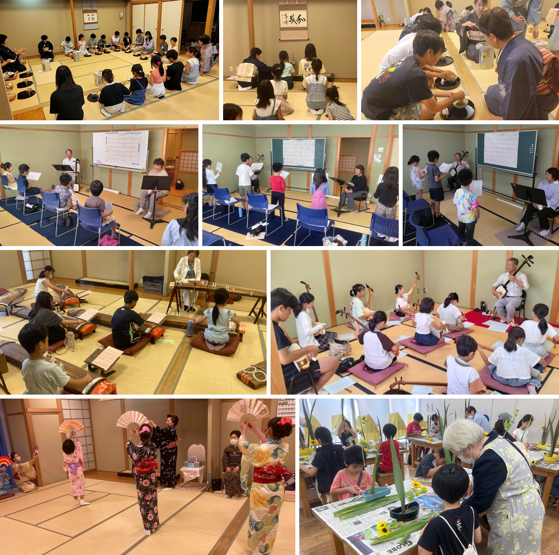 令和7年度その1（華道、茶道、三味線、箏曲、民謡、邦舞踊）の様子